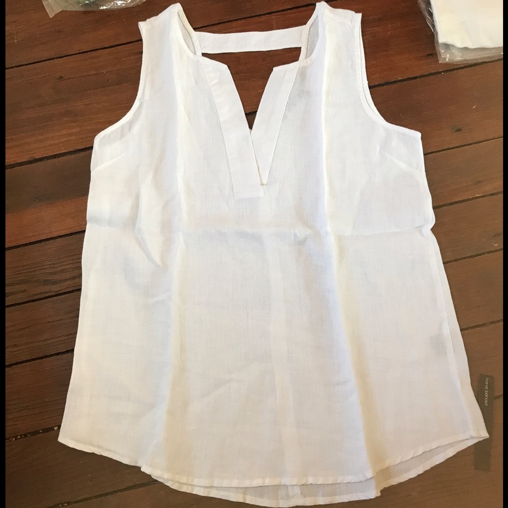 White Linen Cut Out Tank