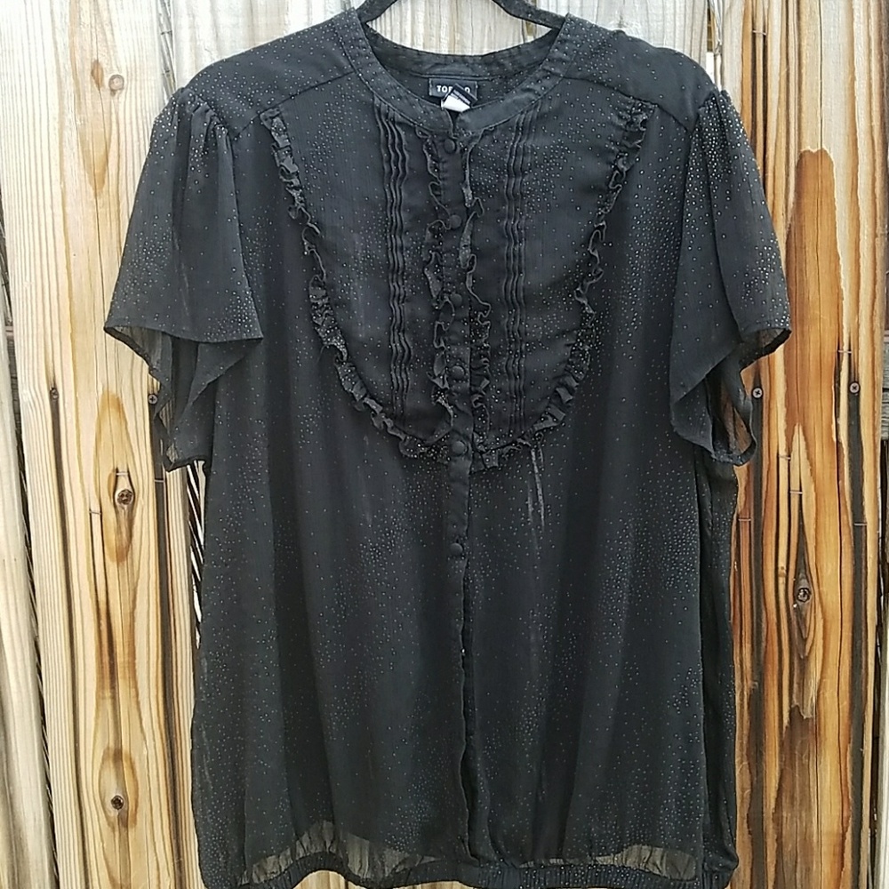 Torrid semi sheer button down black blouse
