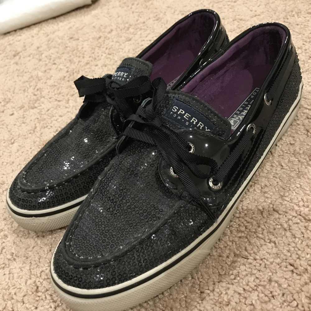 SOLD ON Ⓜ️- Black sequin sperrys - Picture 1 of 6