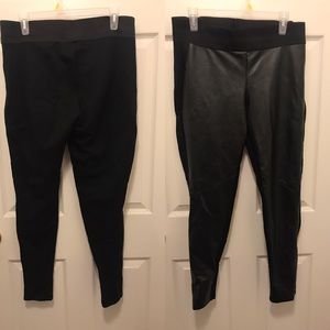 Leather front, cloth back leggings