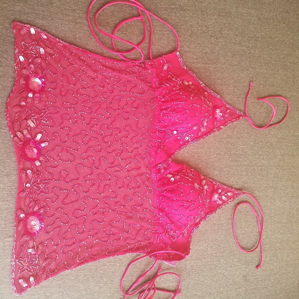 Hot Pink Beaded Bralet