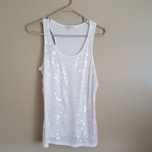 White Sequin tank