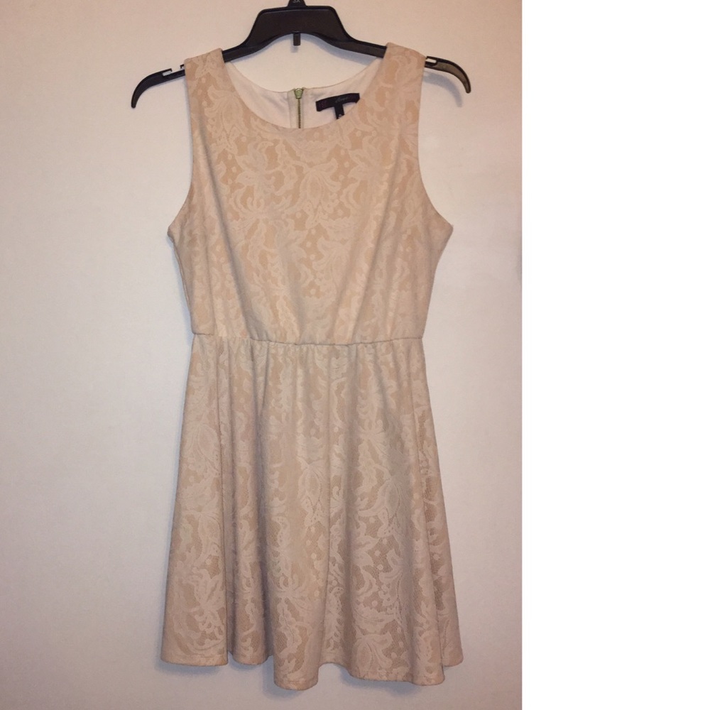 Cream mini skater dress with lace detailing