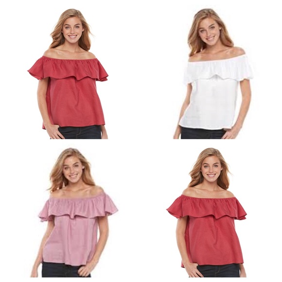 Linen Off the Shoulder Ruffle Top (3 colors) - Picture 1 of 4