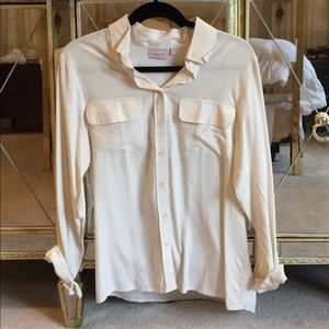 Hanna G. Cream Silk Button Down Small