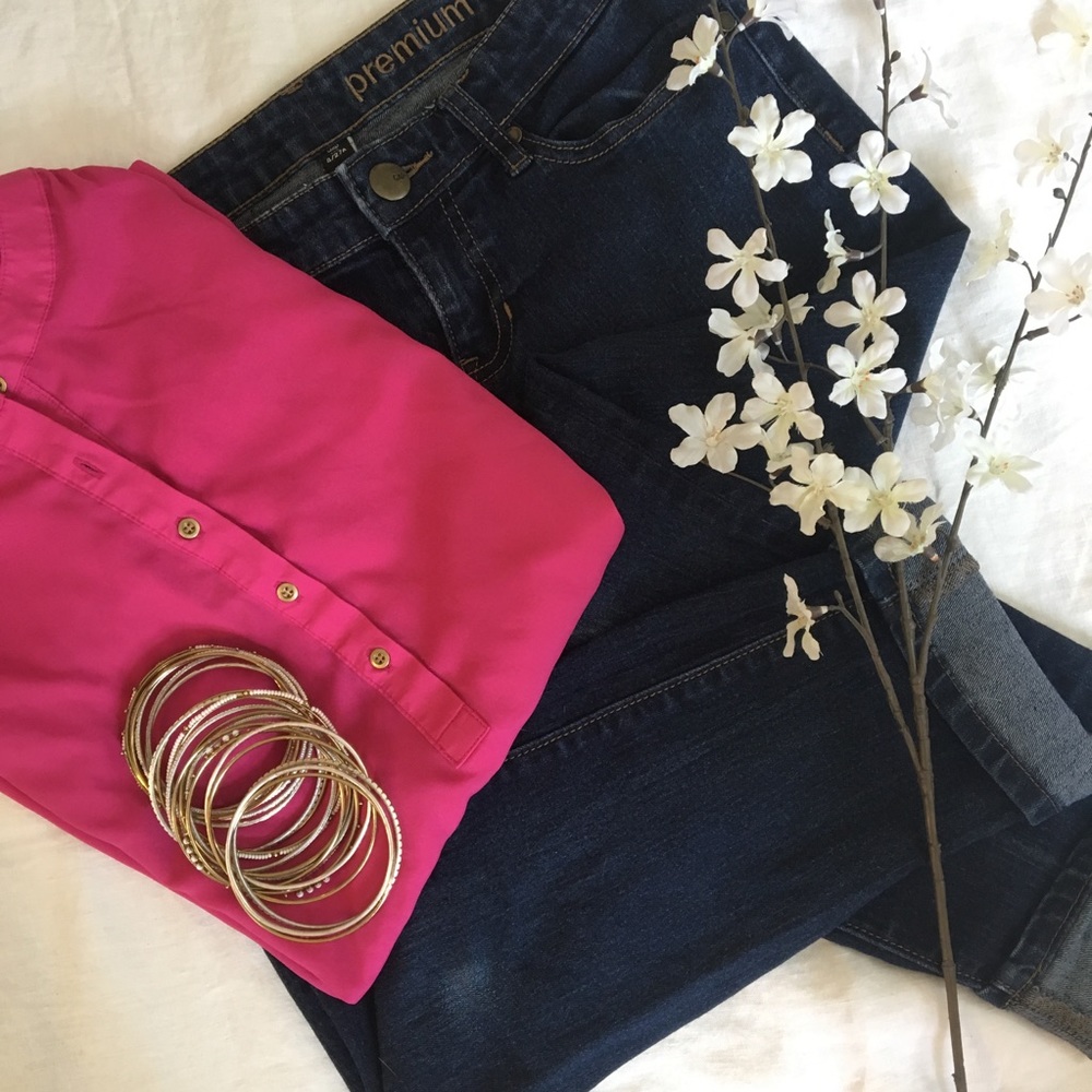 Hot Pink Tank with Button-Detail