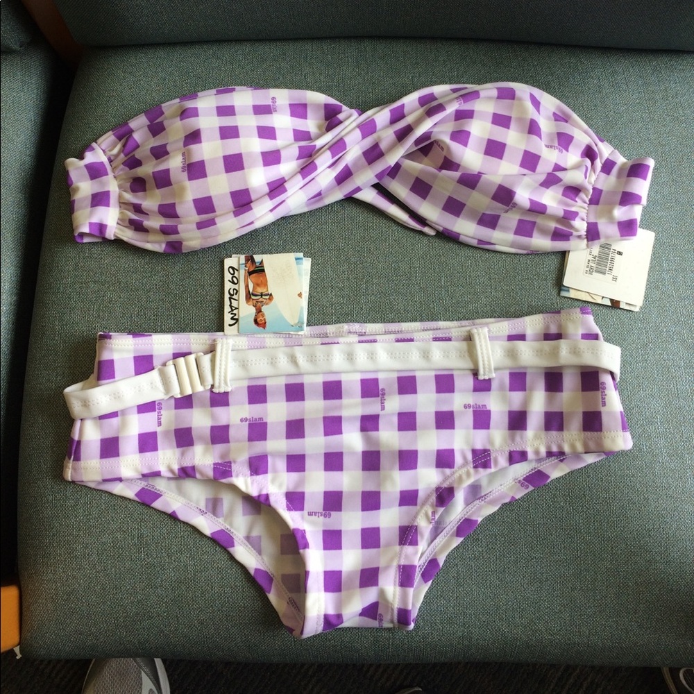 Purple and white bikini