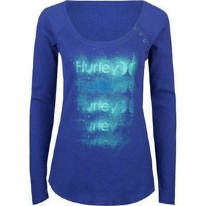 NWT Hurley thermal long sleeve top tee shirt waffle knit small blue