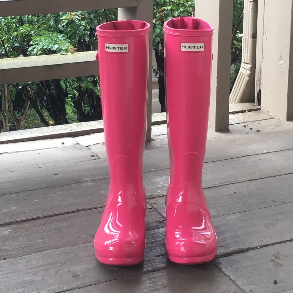 ☔️Hot Pink Tall Glossy Rain Boots ☔️ Sz. 6