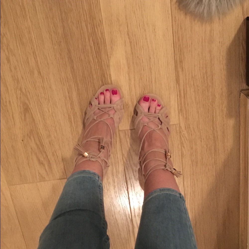 Michael Kors nude suede strappy sandals US 7