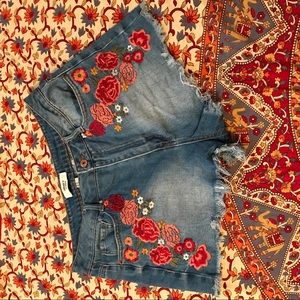 floral embroidered shorts