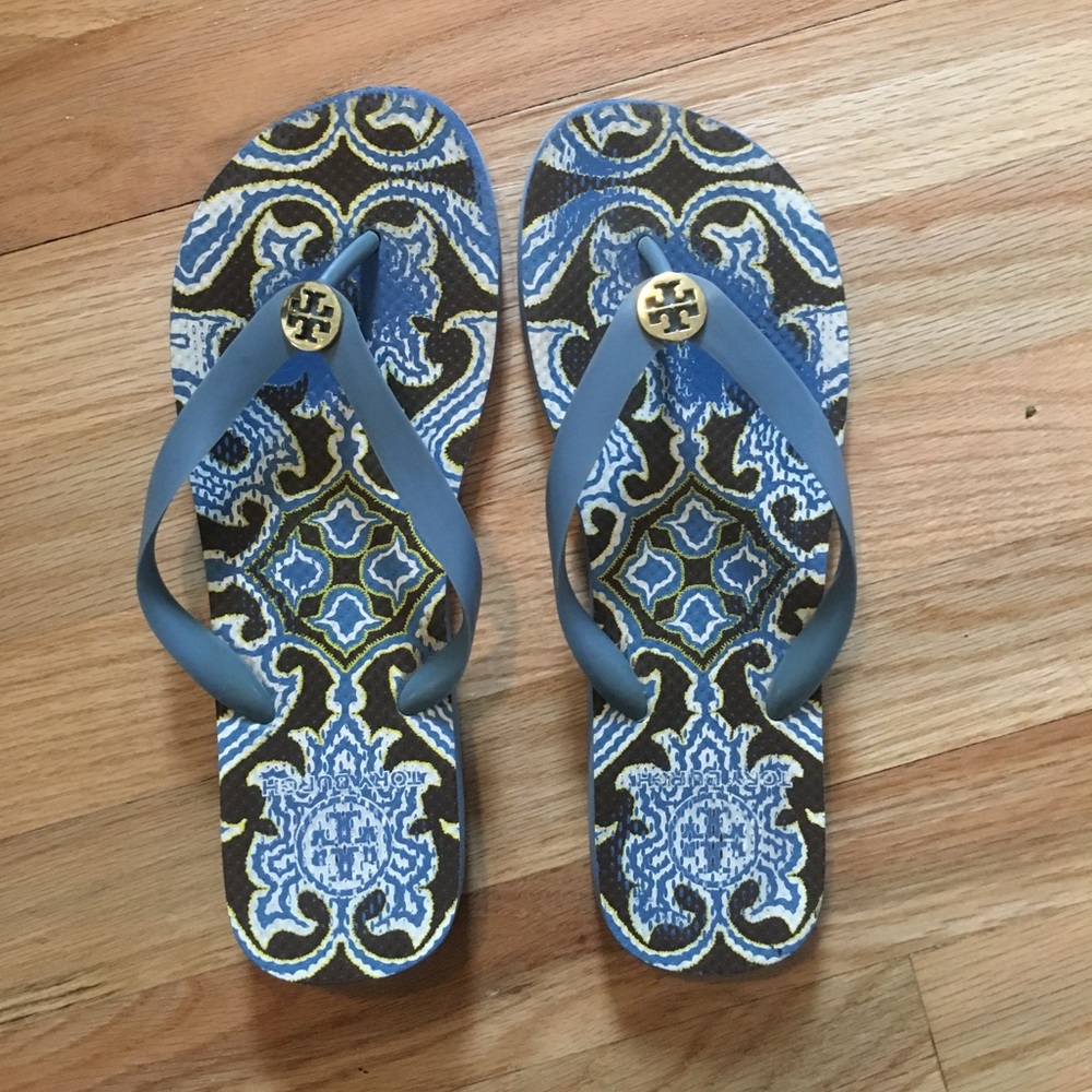 Tory Burch blue flip flops