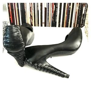 Black leather Corset heels
