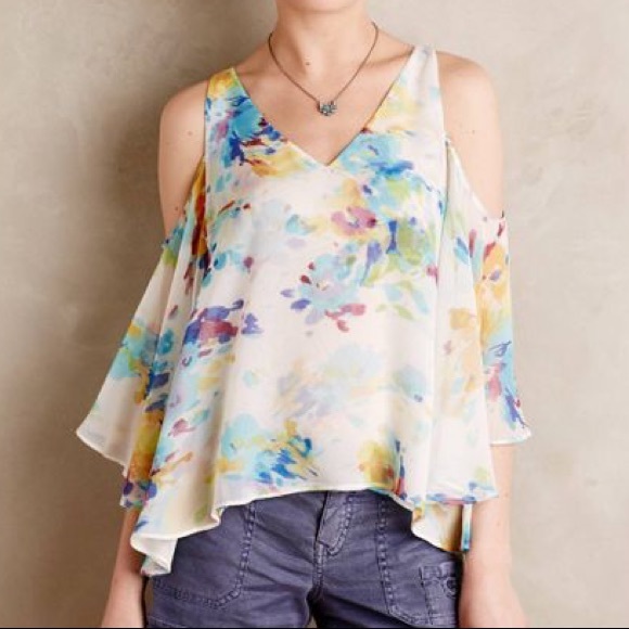 Anthropologie Tops - Anthropolgie: Maeve Watercolor Silk Blouse sz. S