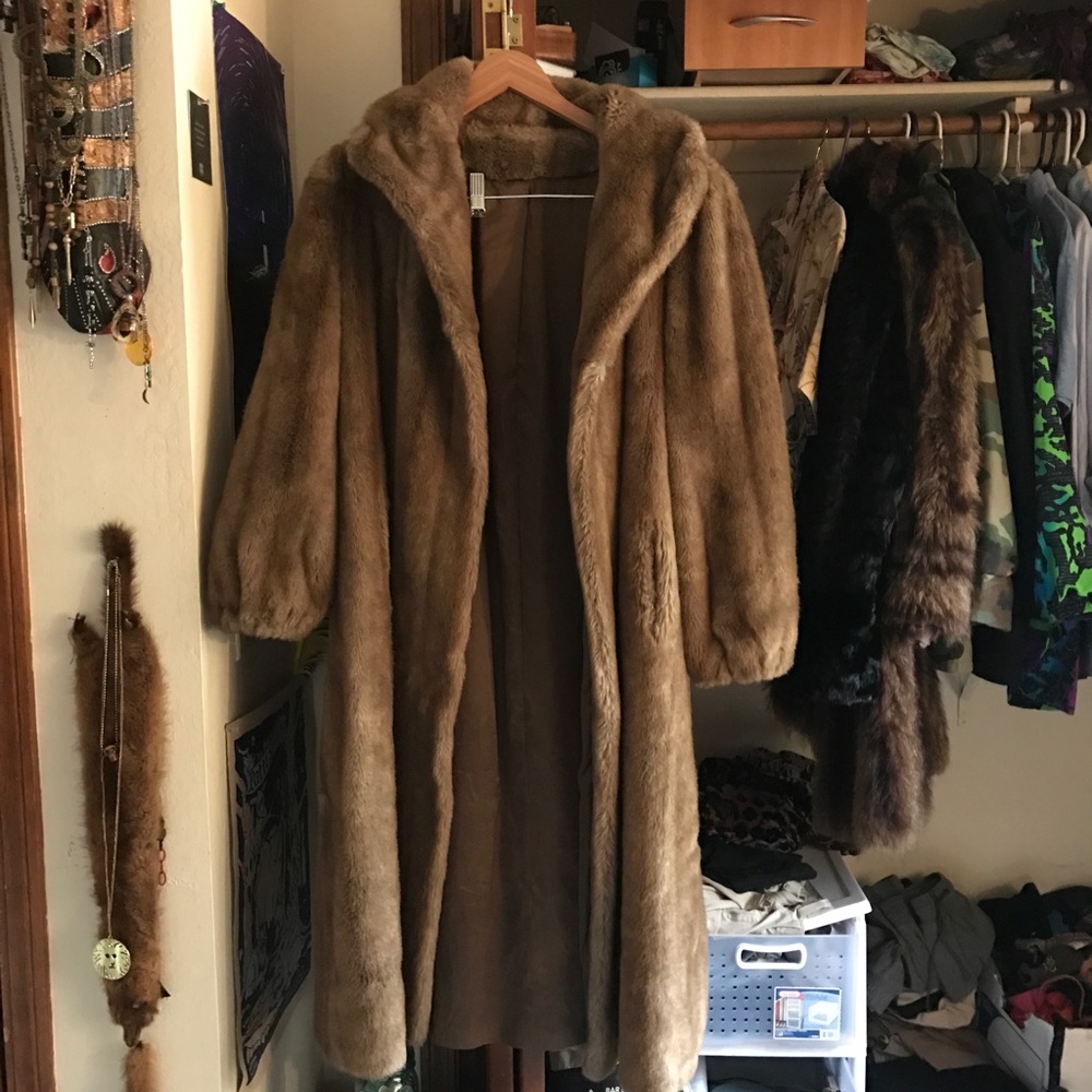 Long Faux fur brown coat - perfect for the burn!