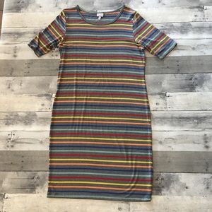 LuLaRoe Julia with Rainbow Stripes - XL