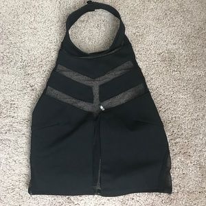 Black crop halted top with a high neck!