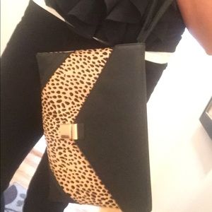 Oversized large leopard wristlet