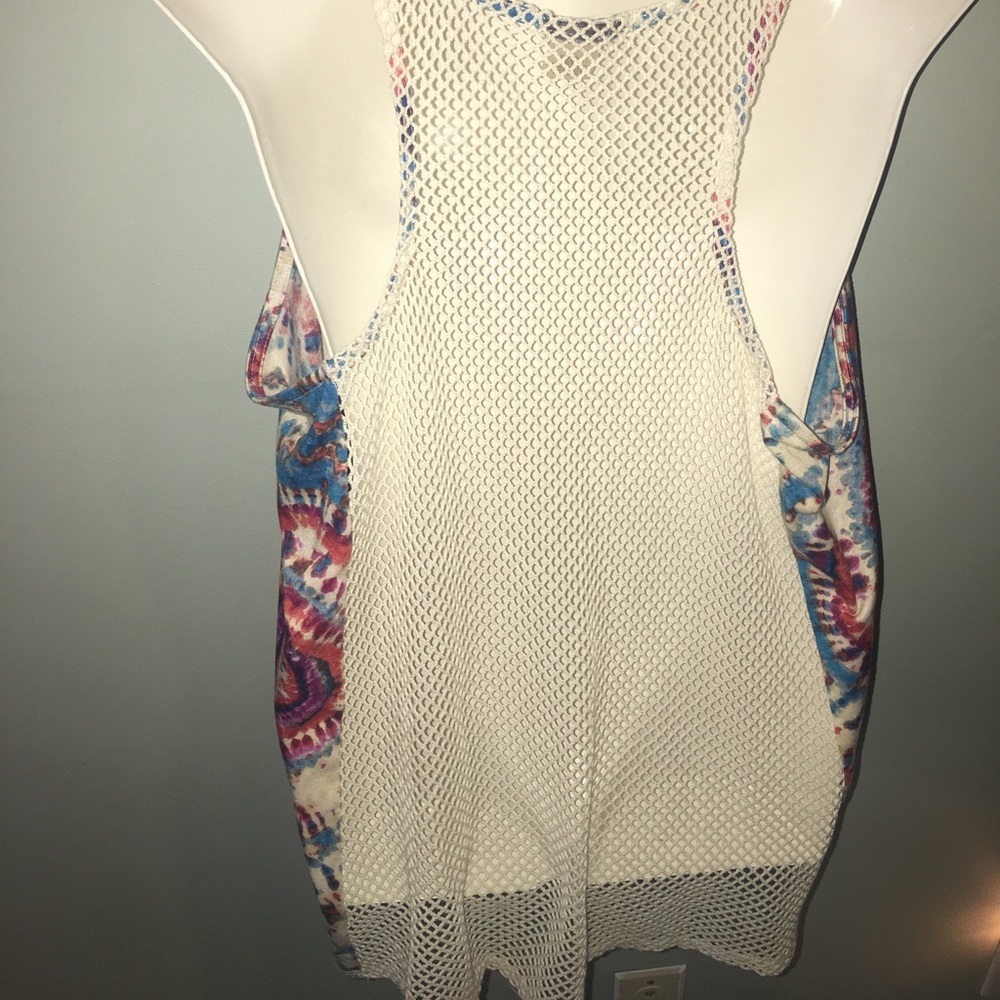 Tie Dye Soft Lightweight Open Knit Back Top NWT - Picture 3 of 4