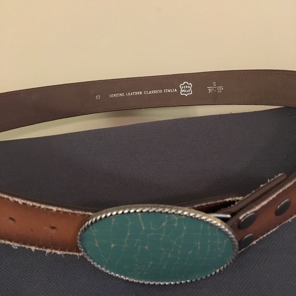 Ivan Leathercraft belt with turquoise buckle