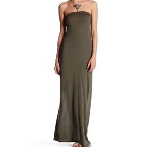 Green strapless maxi dress