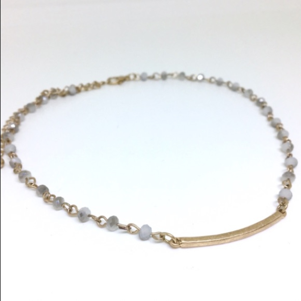 Beaded Gold Bar Choker