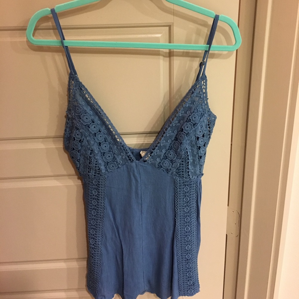 Free People blue lace something you said romper