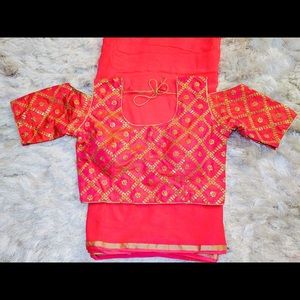 NEW- Cold shoulder pink saree- SALE!