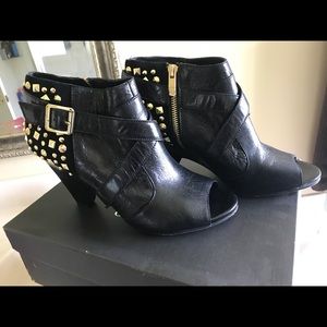 Vince Camuto Gold Studded Peep Toe Bootie