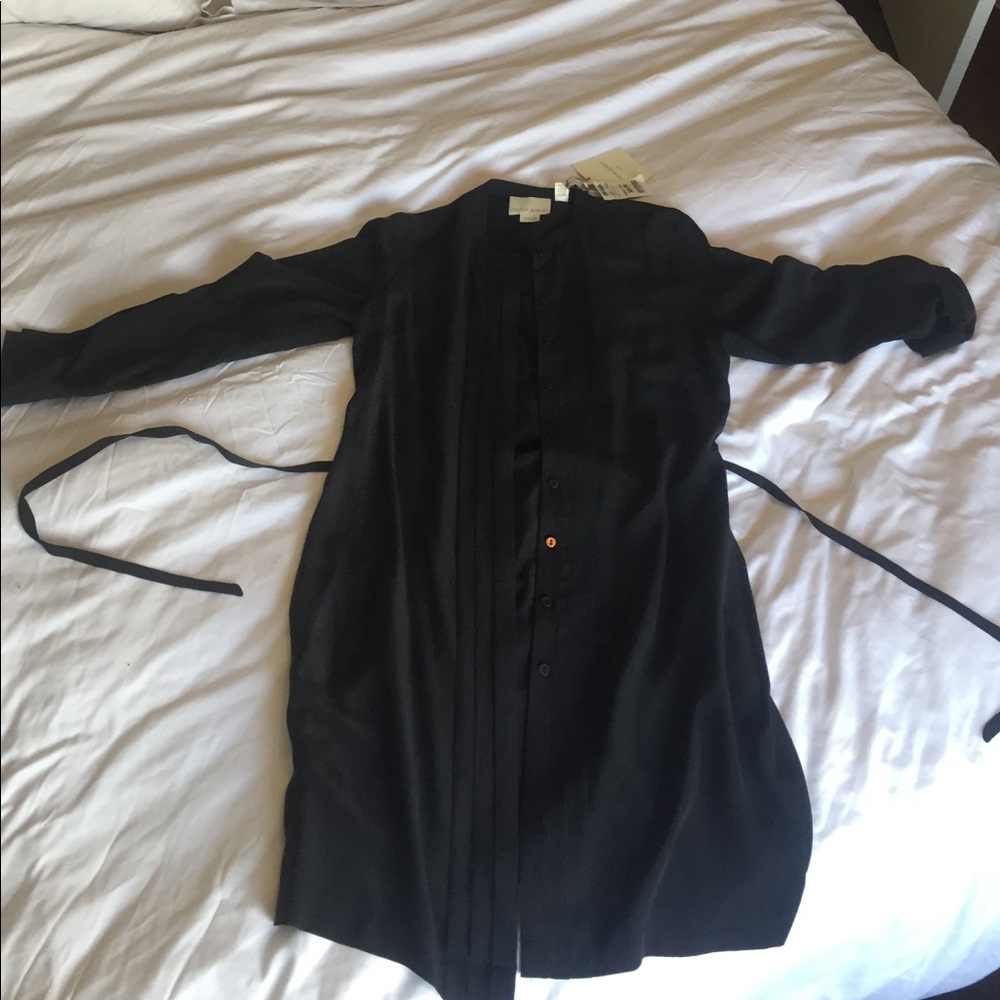 100% Silk Cynthia Rowley Button up black dress
