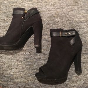 Black peep toe bootie heels 8.5