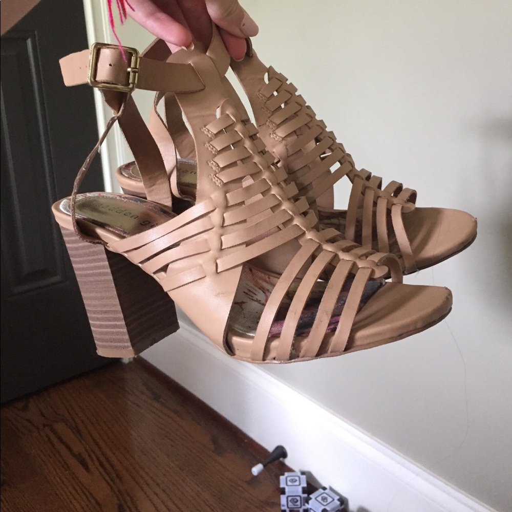 Madden girl strappy woven block heels