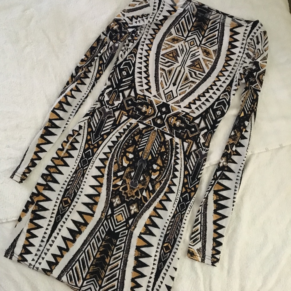 Metallic patterned body con (never been worn)