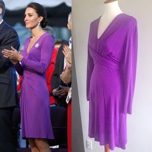 Issa London purple twist-front dress