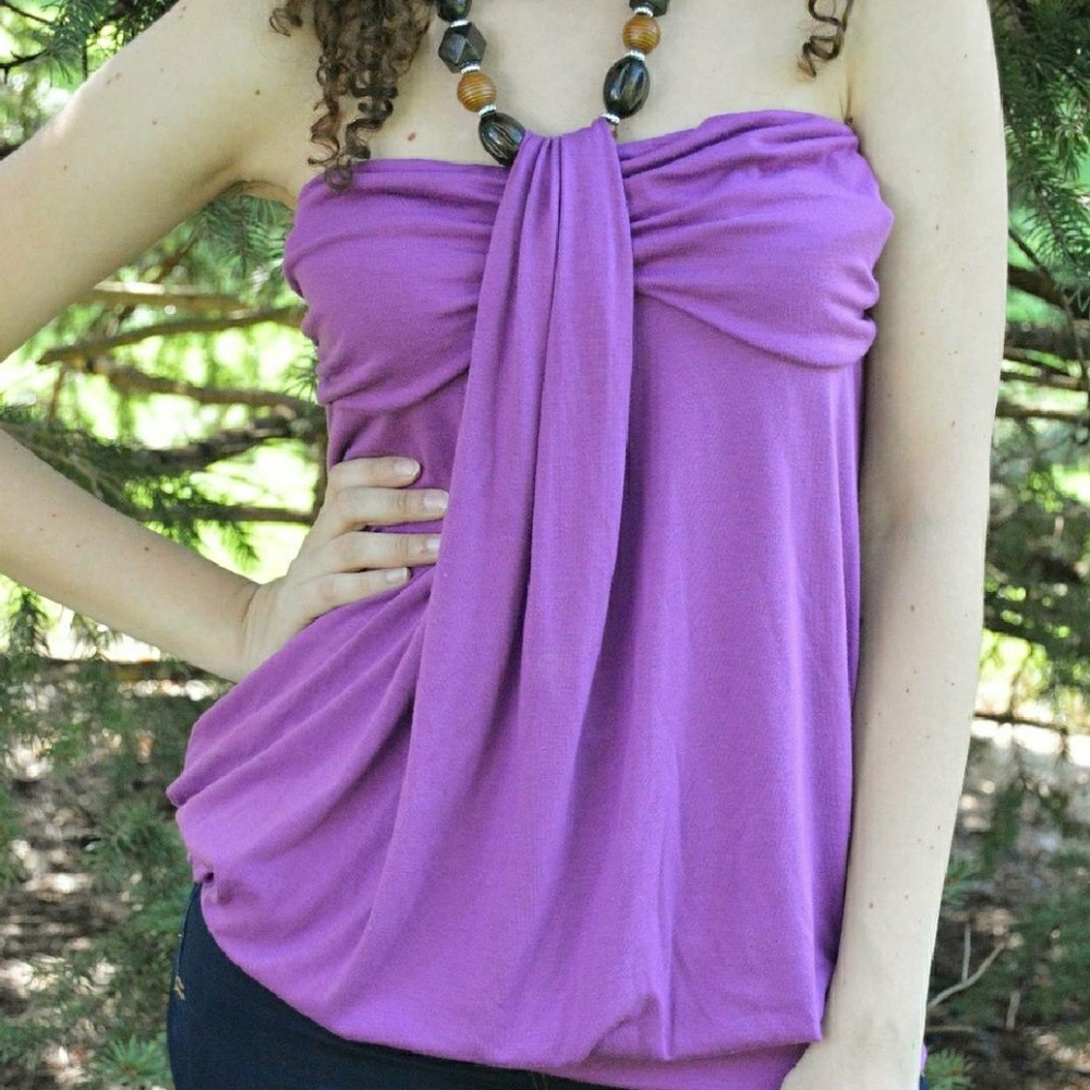 Chic Purple Top with Beaded Straps