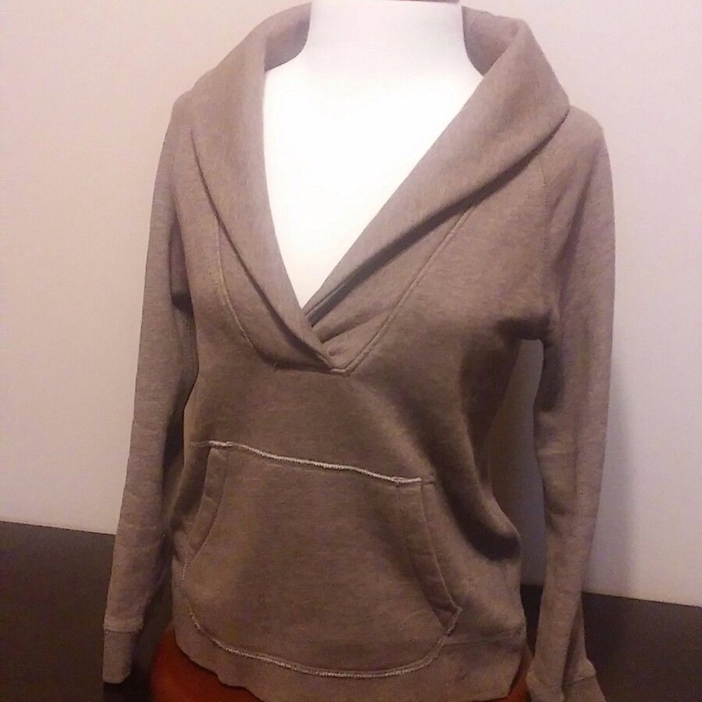J Crew Blanket Collar Sweatshirt Brown 3/4 Sleeve