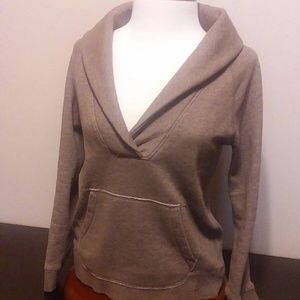 J Crew Blanket Collar Sweatshirt Brown 3/4 Sleeve