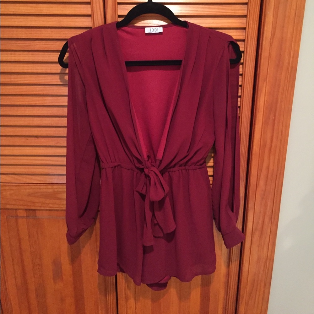 TOBI deep red romper