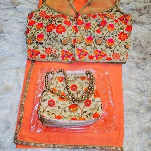NEW- Peach saree bundle- SALE!