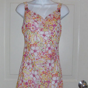 Bisou Bisou White and Multicolor Floral Geo Dress4