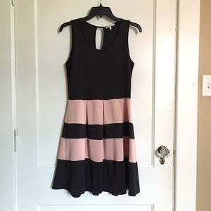 Black and Light Pink Pleated Dress