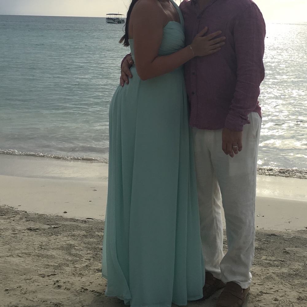 Mint green bridesmaid dress/evening gown