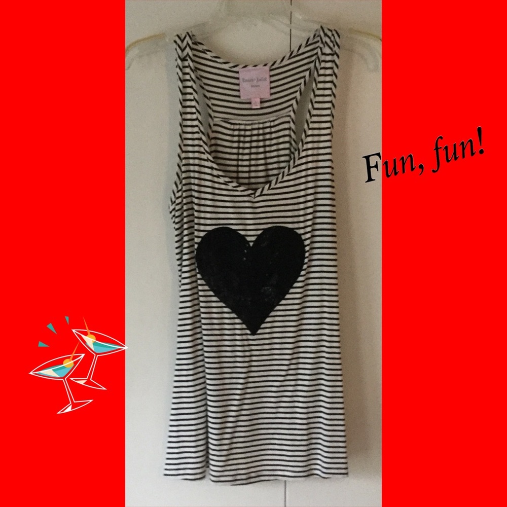 Racerback tank with black sequin heart