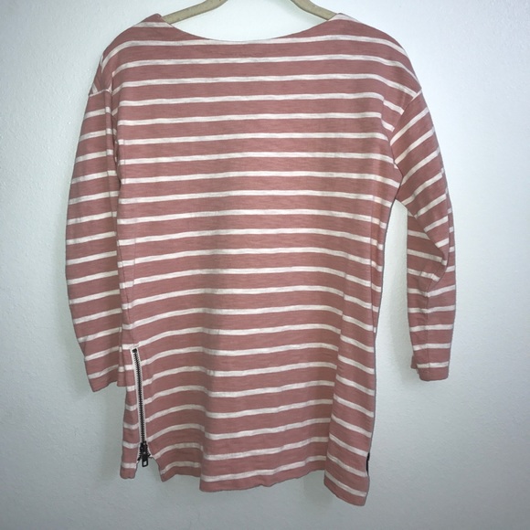 J Crew striped 3/4 sleeve shirt with zipper detail - Picture 2 of 3