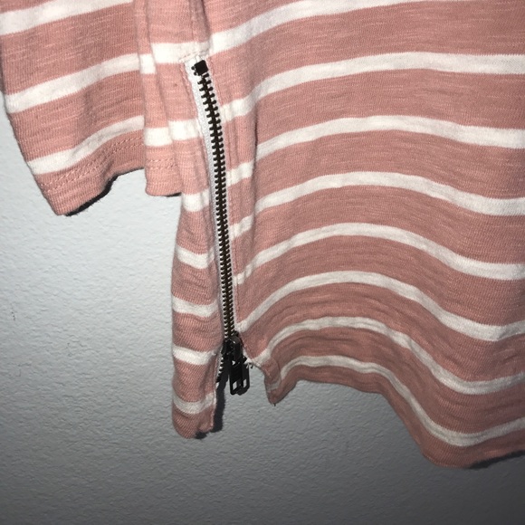 J Crew striped 3/4 sleeve shirt with zipper detail - Picture 3 of 3