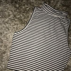 Express Striped Down Turtle Crop Top