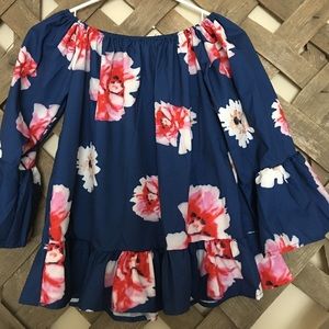 Navy floral blouse