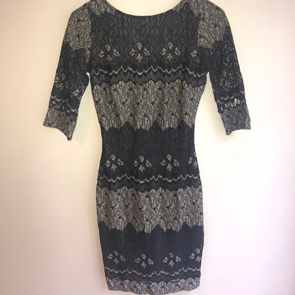 Anna Grace Grey Lace Dress