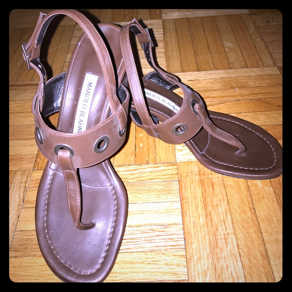 Manolo Blahnik brown sandal.