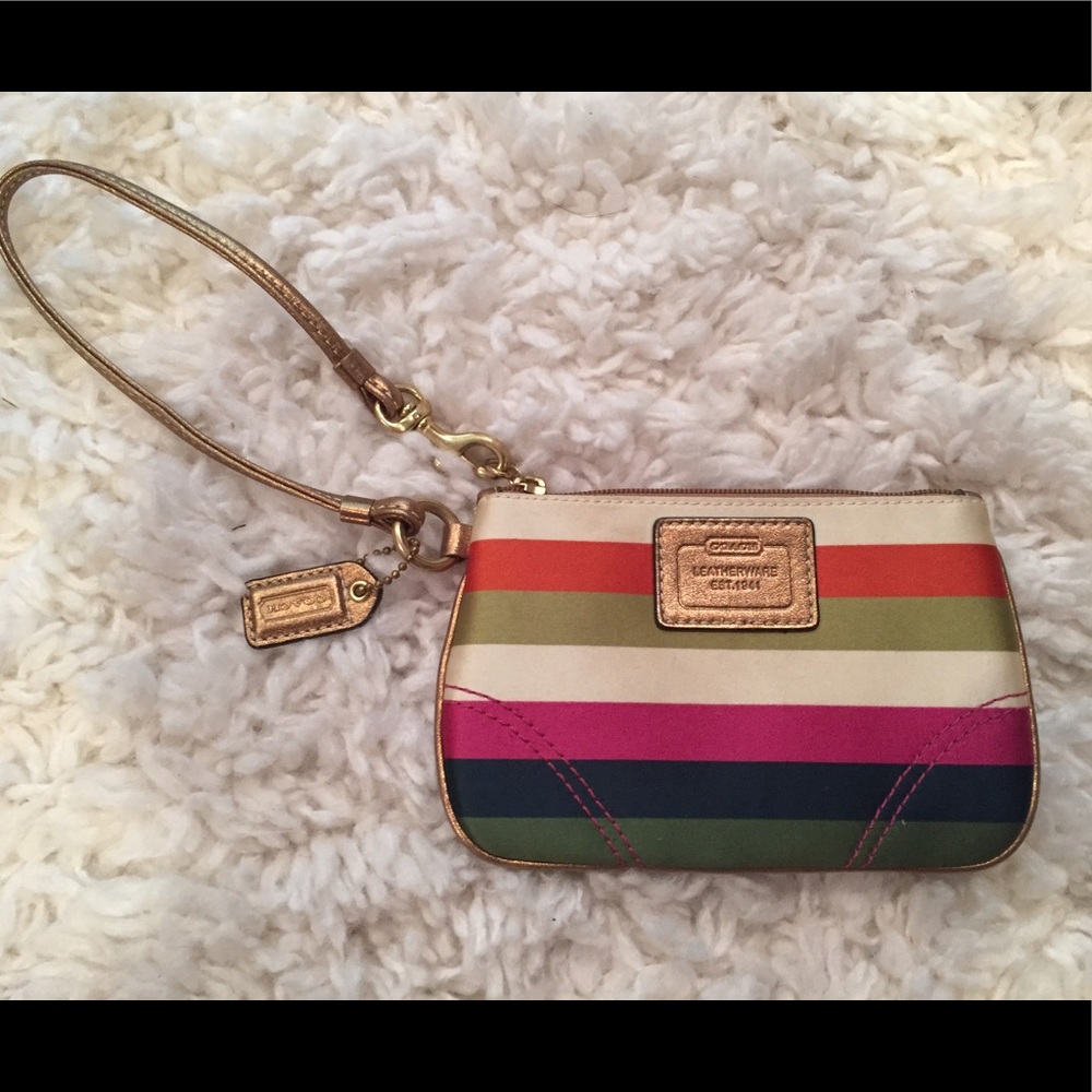 Coach colorful stripe wristlet